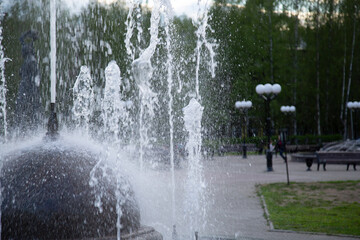 Fountains on the city street. Repair and maintenance of fountains.