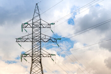 Electric grid support, power line against the sky
