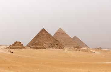 The pyramids of Giza, Menkaure, Khafre, and Khufu, Cairo