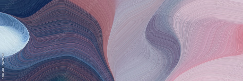 Poster abstract flowing horizontal banner with pastel purple, dark slate gray and old mauve colors. fluid curved lines with dynamic flowing waves and curves for poster or canvas