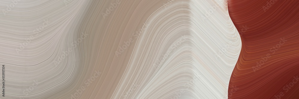 Poster abstract decorative banner with dark gray, saddle brown and light gray colors. fluid curved flowing 