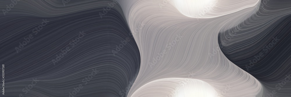 Poster abstract flowing horizontal banner with dark slate gray, silver and light slate gray colors. fluid curved lines with dynamic flowing waves and curves for poster or canvas