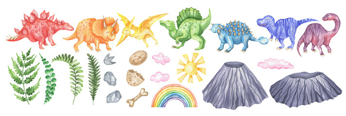 Big Set of Rainbow Dinosaurs