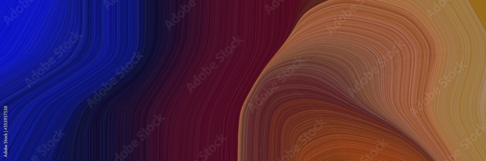 Aufkleber abstract moving designed horizontal banner with very dark violet, medium blue and sienna colors. flu