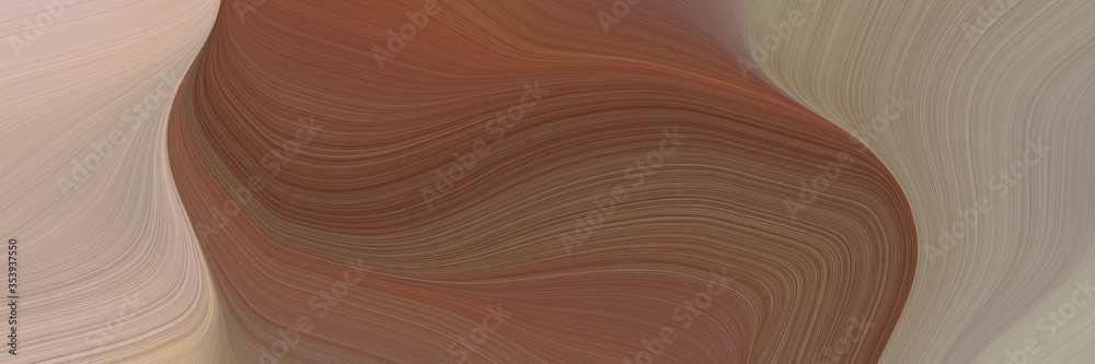 Poster abstract artistic designed horizontal header with brown, rosy brown and gray gray colors. fluid curv