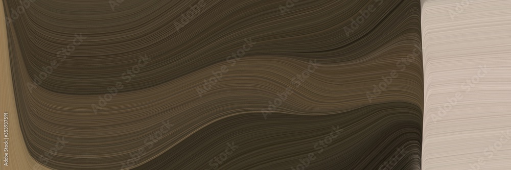 Poster abstract flowing designed horizontal banner with old mauve, ash gray and pastel brown colors. fluid curved flowing waves and curves for poster or canvas