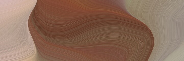 abstract artistic designed horizontal header with brown, rosy brown and gray gray colors. fluid curved lines with dynamic flowing waves and curves for poster or canvas