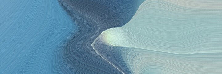 abstract artistic designed horizontal banner with steel blue, pastel blue and ash gray colors. fluid curved lines with dynamic flowing waves and curves for poster or canvas