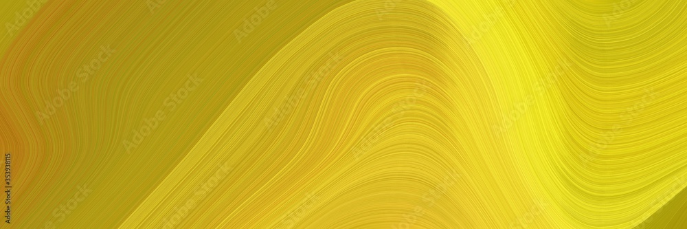 Poster abstract flowing designed horizontal banner with golden rod, dark golden rod and gold colors. fluid 
