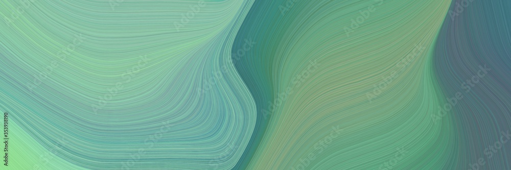 Poster abstract artistic header design with cadet blue, teal blue and light green colors. fluid curved flow