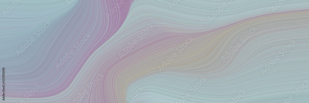 Poster abstract surreal designed horizontal banner with dark gray, pastel blue and silver colors. fluid cur