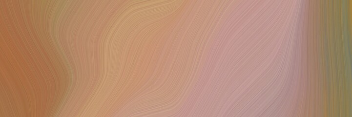 abstract decorative horizontal banner with rosy brown, sienna and pastel brown colors. fluid curved flowing waves and curves for poster or canvas