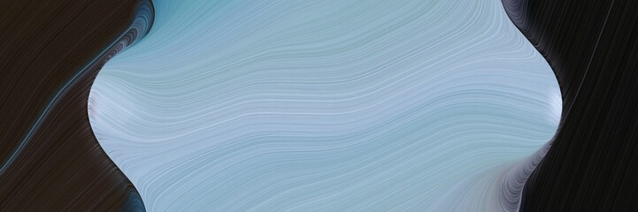 abstract moving designed horizontal banner with very dark green, pastel blue and dark slate gray colors. fluid curved lines with dynamic flowing waves and curves for poster or canvas