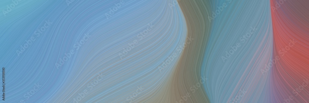 Poster abstract flowing header with cadet blue, pastel brown and gray gray colors. fluid curved lines with dynamic flowing waves and curves for poster or canvas