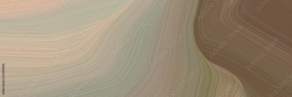 Poster abstract moving horizontal banner with rosy brown, pastel brown and tan colors. fluid curved lines with dynamic flowing waves and curves for poster or canvas