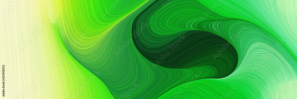 Poster abstract colorful header design with pale golden rod, forest green and very dark green colors. fluid