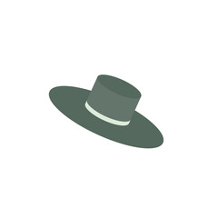 Green fedora hat flat vector illustration isolated on a white background.