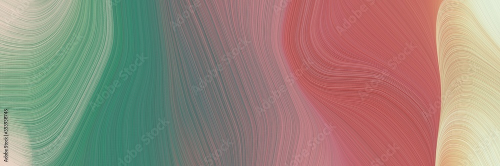 Fototapete abstract moving horizontal banner with rosy brown, teal blue and indian red colors. fluid curved lin