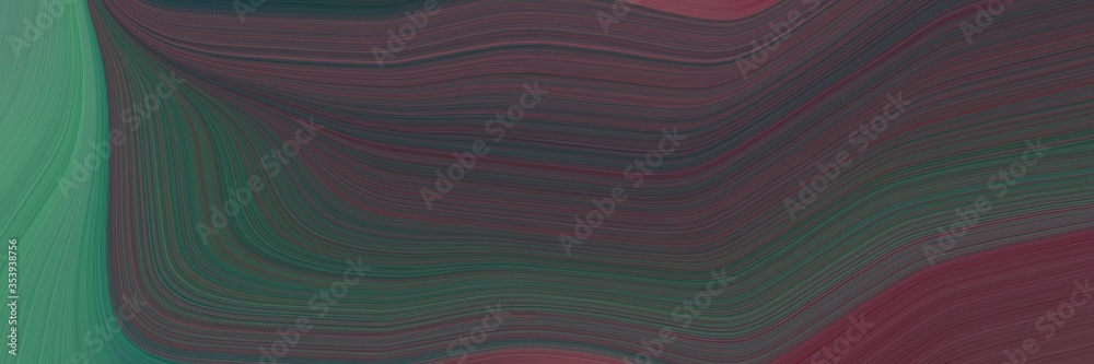 Fototapete abstract surreal horizontal header with dark slate gray, sea green and old mauve colors. fluid curve