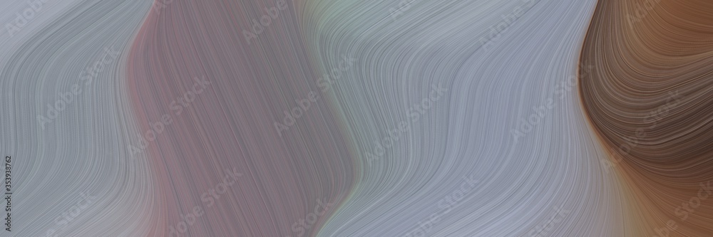 Fototapete abstract colorful horizontal header with light slate gray, old mauve and pastel brown colors. fluid curved lines with dynamic flowing waves and curves for poster or canvas