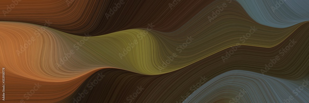 Poster abstract flowing banner design with very dark green, sienna and brown colors. fluid curved flowing w