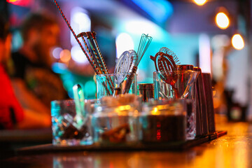 tools for making cocktails on the bar