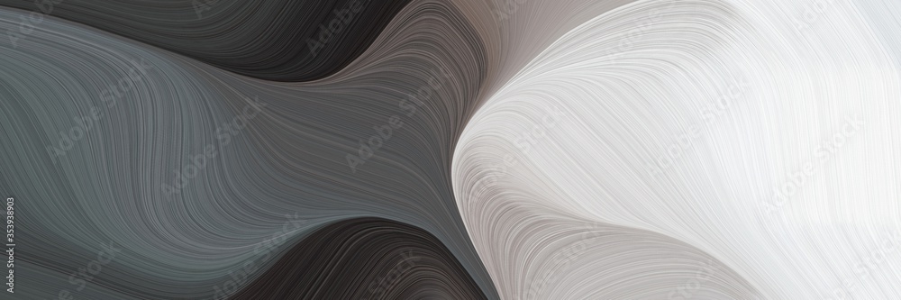 Fototapete abstract flowing horizontal header with dark slate gray, light gray and dark gray colors. fluid curv
