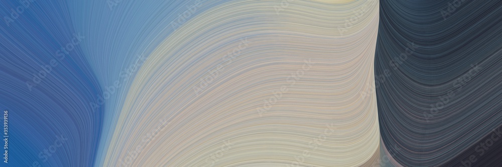 Leinwandbilder abstract moving horizontal header with teal blue, dark gray and ash gray colors. fluid curved flowin