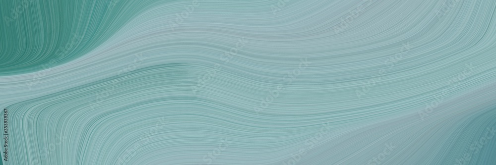 Aufkleber abstract moving horizontal header with dark gray, teal blue and cadet blue colors. fluid curved flowing waves and curves for poster or canvas