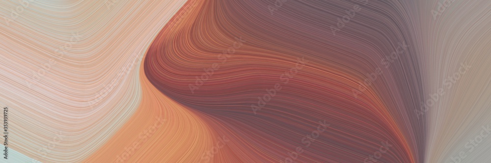 Fototapete abstract moving horizontal banner with pastel brown, pastel gray and tan colors. fluid curved lines 
