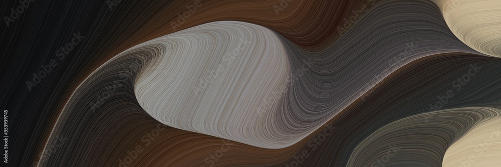 Poster abstract surreal horizontal header with very dark blue, rosy brown and gray gray colors. fluid curved lines with dynamic flowing waves and curves for poster or canvas