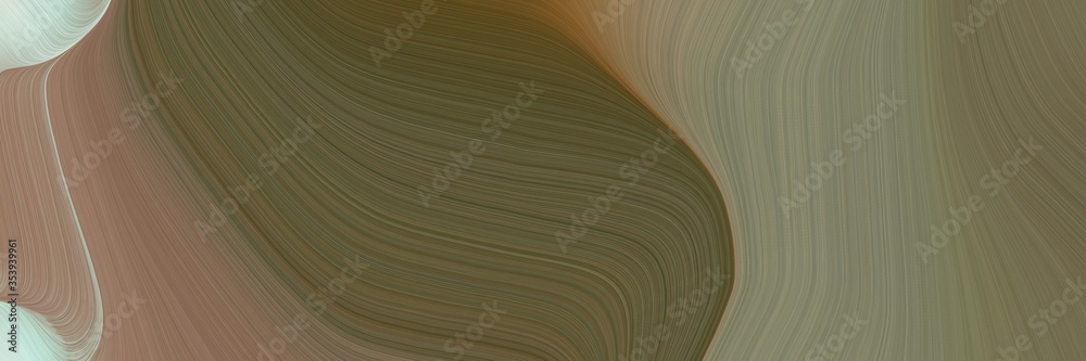 Aufkleber abstract moving horizontal banner with pastel brown, pastel gray and dark olive green colors. fluid curved lines with dynamic flowing waves and curves for poster or canvas