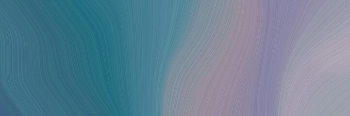 abstract modern horizontal header with teal blue, light slate gray and dark gray colors. fluid curved flowing waves and curves for poster or canvas