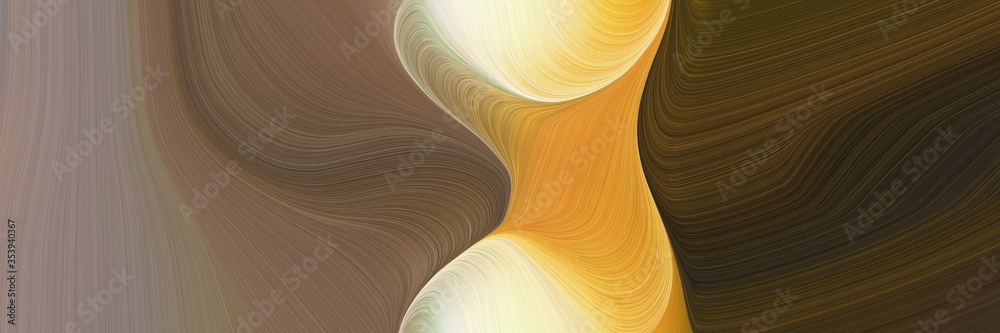 Poster abstract dynamic header with pastel brown, dark olive green and khaki colors. fluid curved lines wit