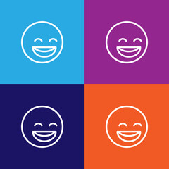 Happy emoji outline icon. Signs and symbols can be used for web, logo, mobile app, UI, UX