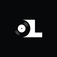 Letter OL with Negative Space Vinyl - Logo for DJ or Record