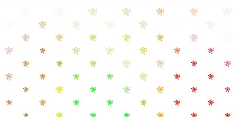 Light Green, Red vector background with covid-19 symbols.