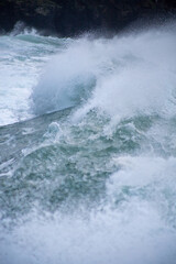 Fototapeta na wymiar waves off the cornish coastline cornwall uk 