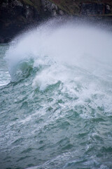 waves off the cornish coastline cornwall uk 