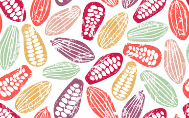 Cocoa Beans Seamless Pattern. Chocolate Background. Vector illustration.