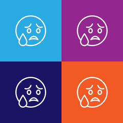 Sad emoji outline icon. Signs and symbols can be used for web, logo, mobile app, UI, UX