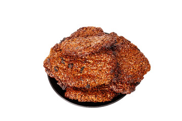 Oats  butter cookie with sesame on a black plate