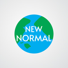 new normal concept lettering on world map vector illustration.