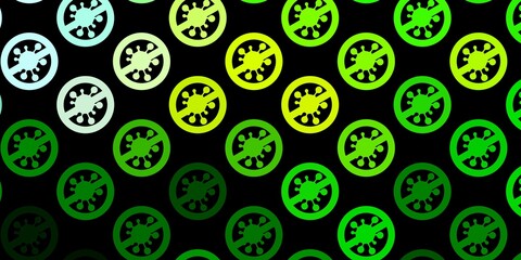 Fototapeta na wymiar Dark Green, Yellow vector pattern with coronavirus elements.