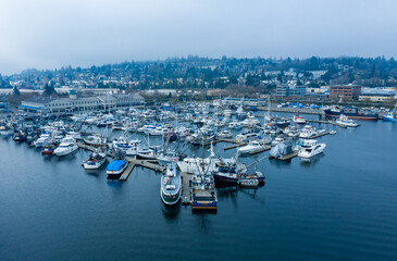 Fototapeta na wymiar Fishermen`s Terminal Dock in Seattle Washington