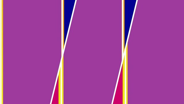 Animation of 2D geometric shapes. Movement of colored rectangles