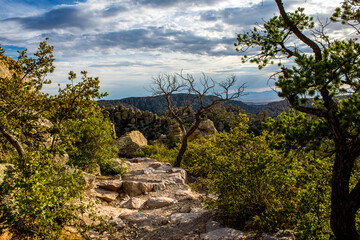 mountain landscape with blue sky in the chiricahua mountains, Arizona