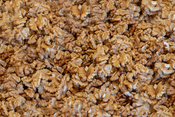 Peeled walnuts. Background. Texture.