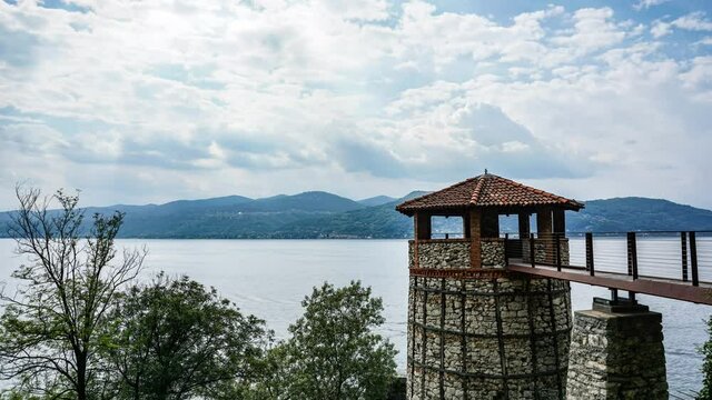 Timelapse view of old building in "Sentiero Fornaci" of Ispra on lake Maggiore, Varese, Italy