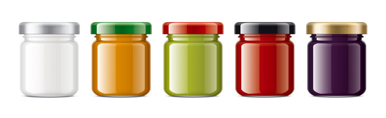 Set of Glass Jars Mockup. 